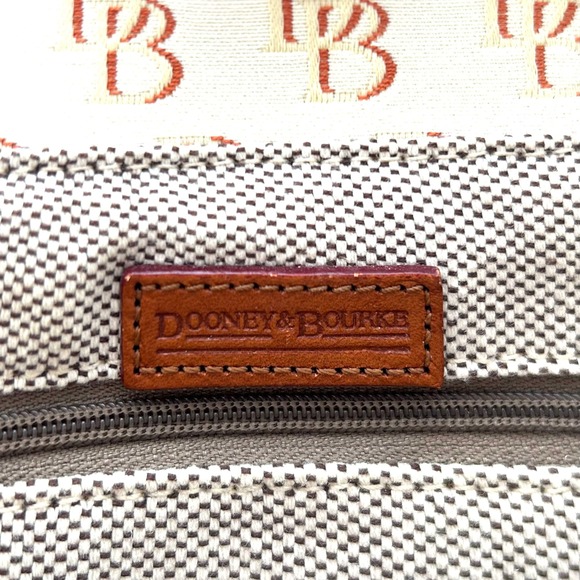 Dooney & Bourke Signature Canvas Leather Monogram Satchel DB Monogram Bag Cream - Picture 6 of 10